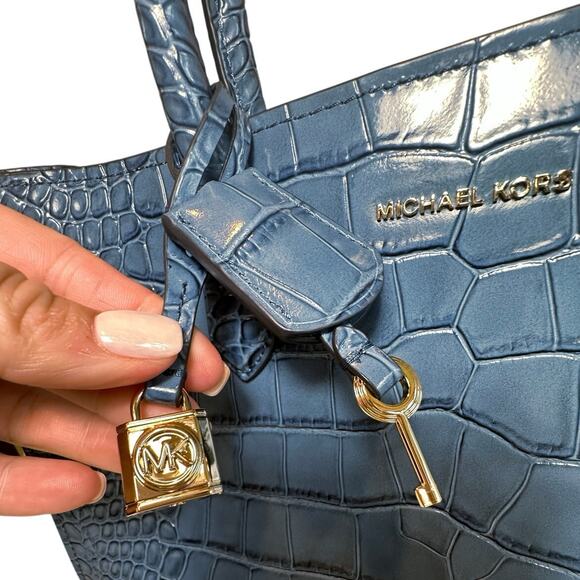 NWT Michael Kors Medium East West Satchel Crocodile Embossed Leather Purse - Picture 9 of 16